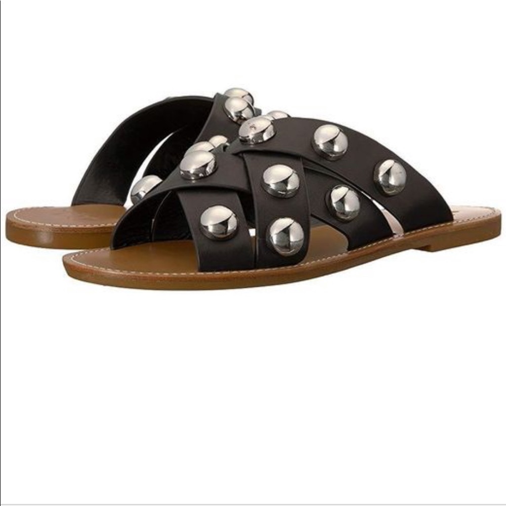 Black leather studded sandals